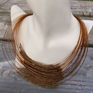Bronzy Multi-Strand Beaded Necklace NEW
